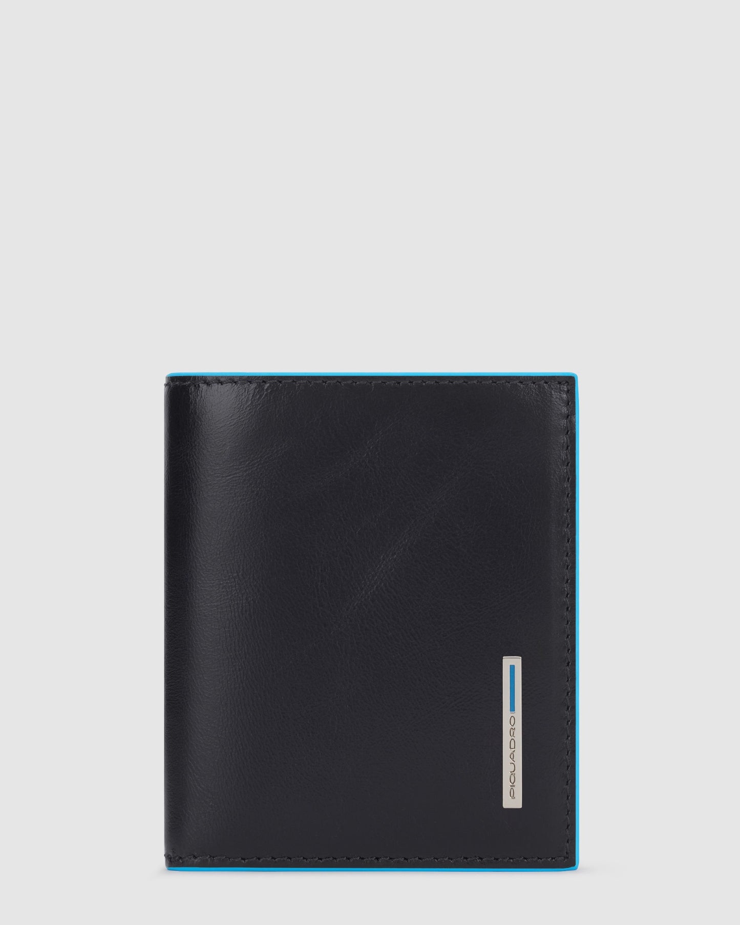 Piquadro Blue Square Vertical Mens Wallet With Credit Card Facility Black