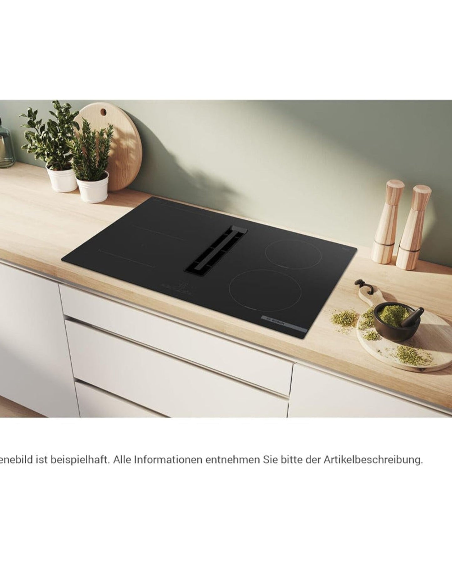 Bosch, 80 cm, Frameless Venting Induction Hob + Downdraft Extractor – PVS811B16E Black