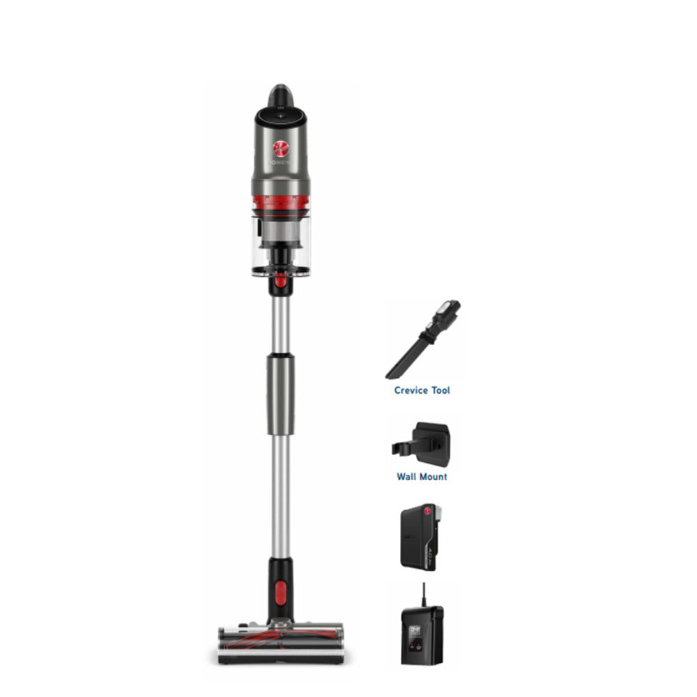 Hoover Home Pro Cordless Stick Vacuum Cleaner, Lightweight & Powerful with Up to 45 Minutes Runtime, Includes Crevice Tool – CLSV-HPMS, Graphite/Red