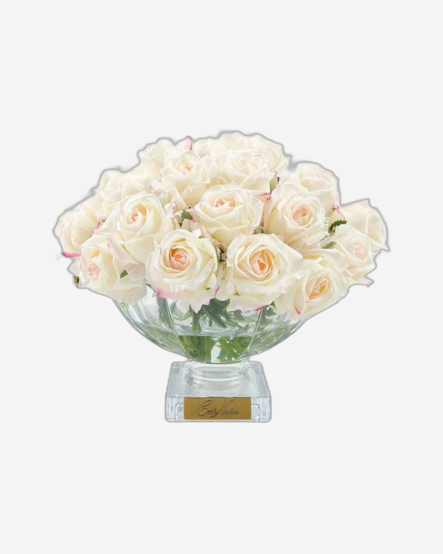 "Centerpiece Rose Buds" in Glass Vase with 37 Artificial Silk Flowers