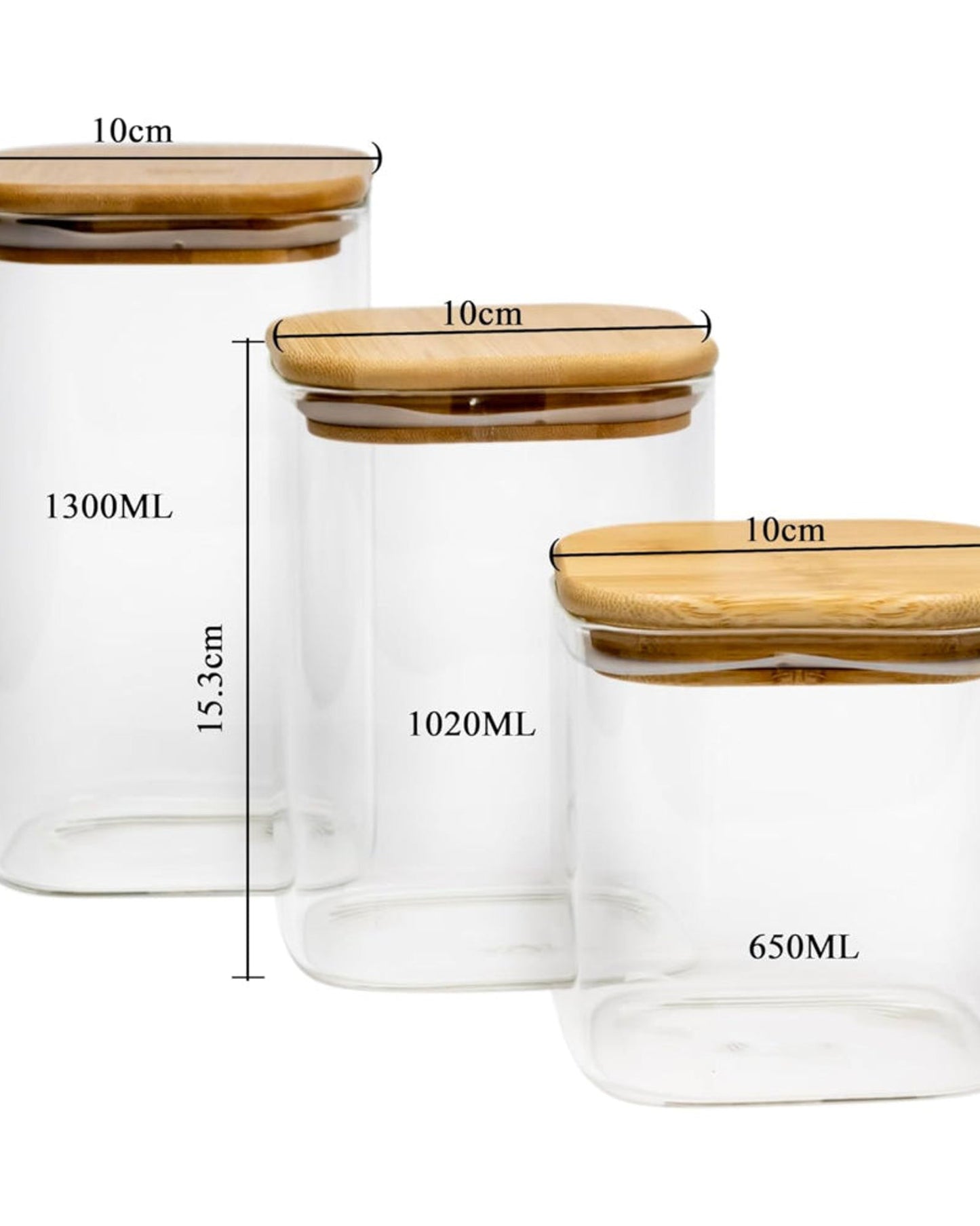 Cuisine Art Storage Jar Set 3Pc Square