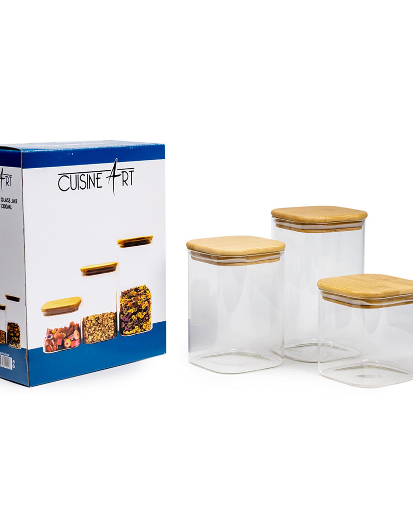 Cuisine Art Storage Jar Set 3Pc Square