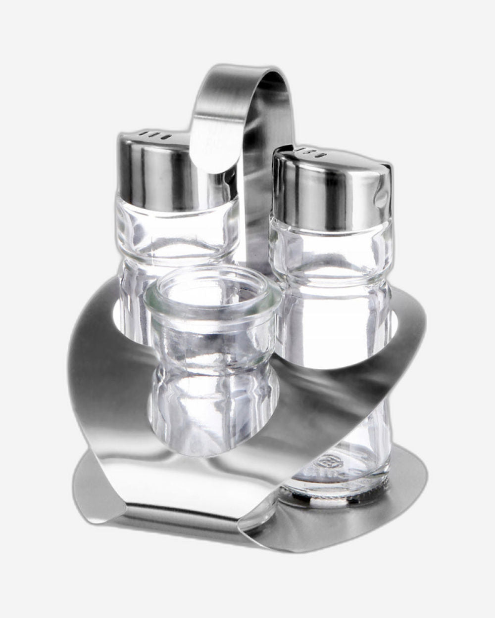 Cuisine Art Soda Lime Glass Cruet Set with Stand, 3 Pieces, Transparent