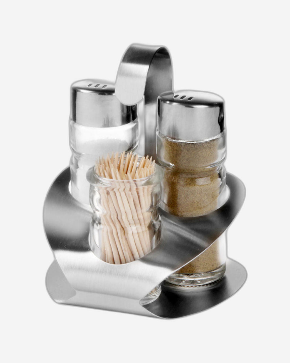 Cuisine Art Soda Lime Glass Cruet Set with Stand, 3 Pieces, Transparent