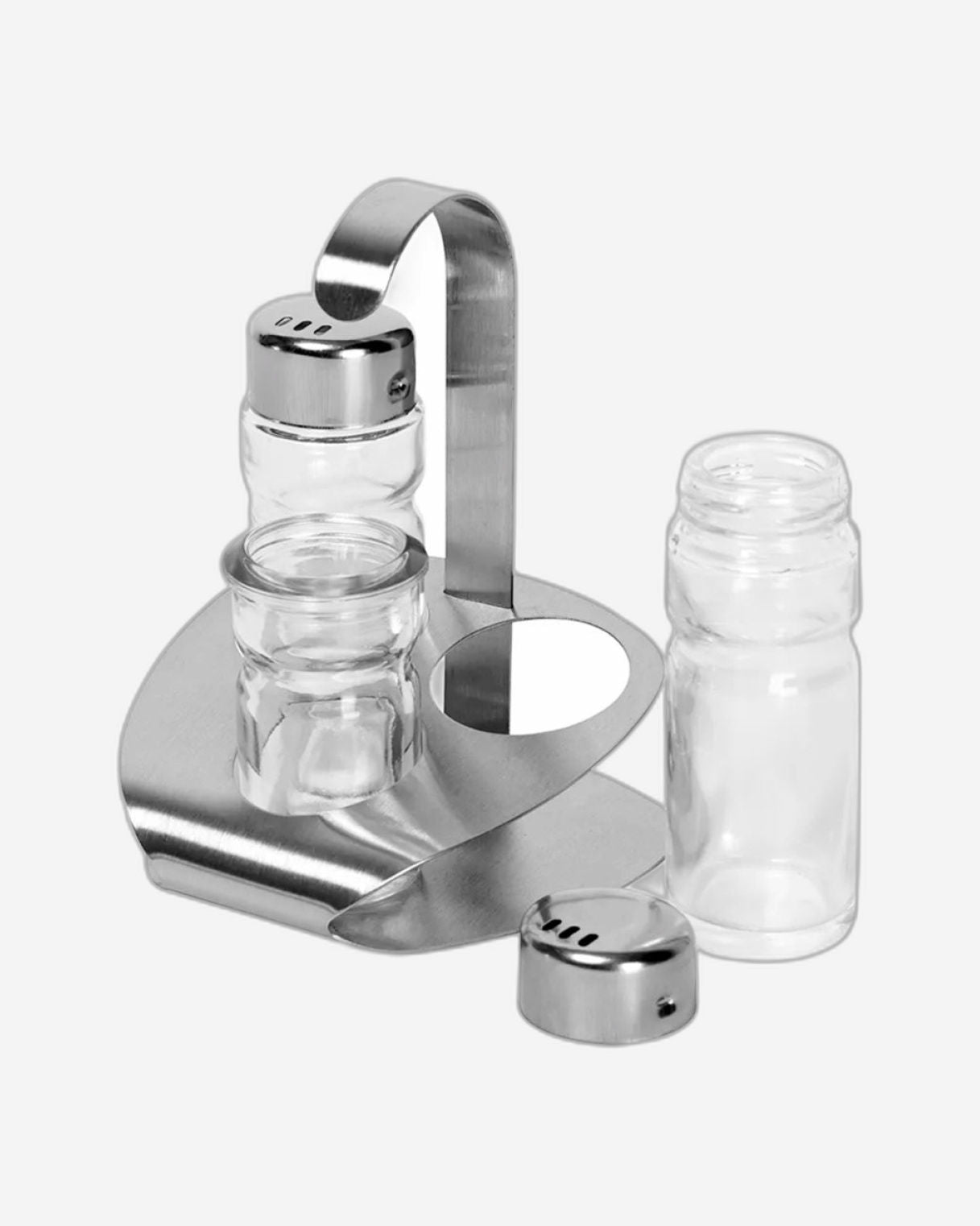 Cuisine Art Soda Lime Glass Cruet Set with Stand, 3 Pieces, Transparent