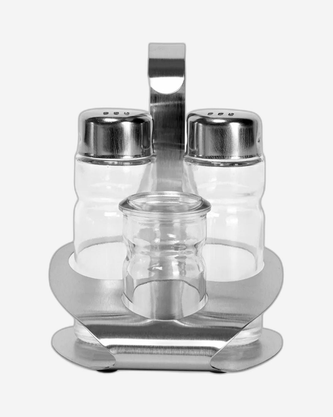 Cuisine Art Soda Lime Glass Cruet Set with Stand, 3 Pieces, Transparent