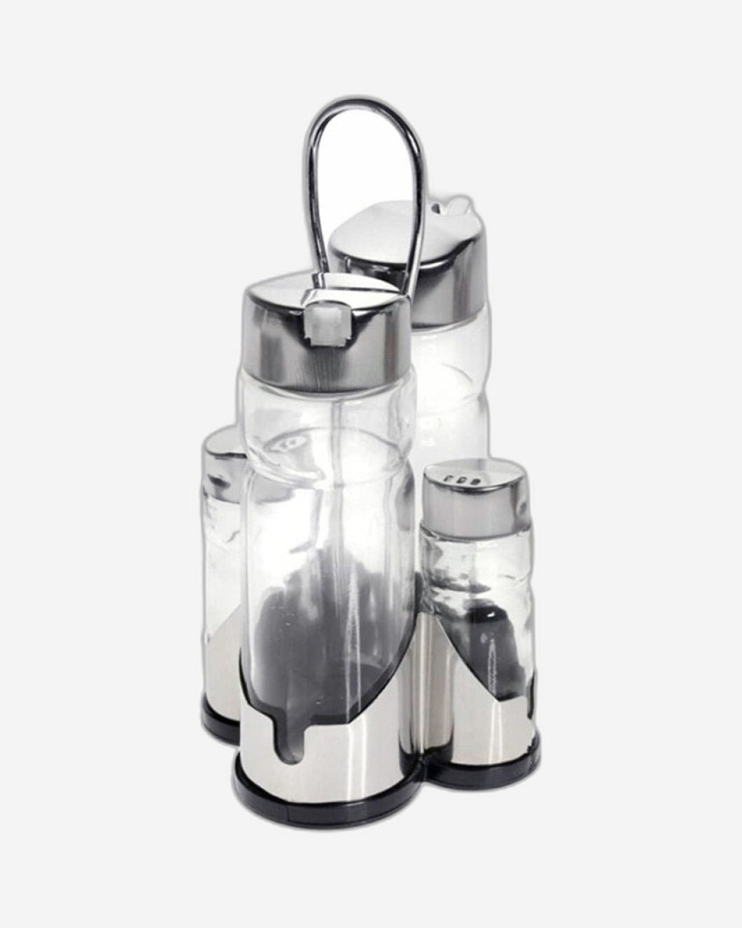 Cuisine Art Soda Lime Glass Condiment Set, 5 Pieces, Transparent