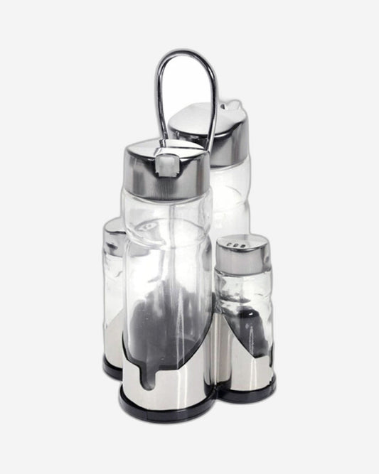 Cuisine Art Soda Lime Glass Condiment Set, 5 Pieces, Transparent