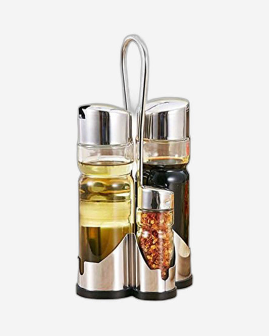 Cuisine Art Soda Lime Glass Condiment Set, 5 Pieces, Transparent