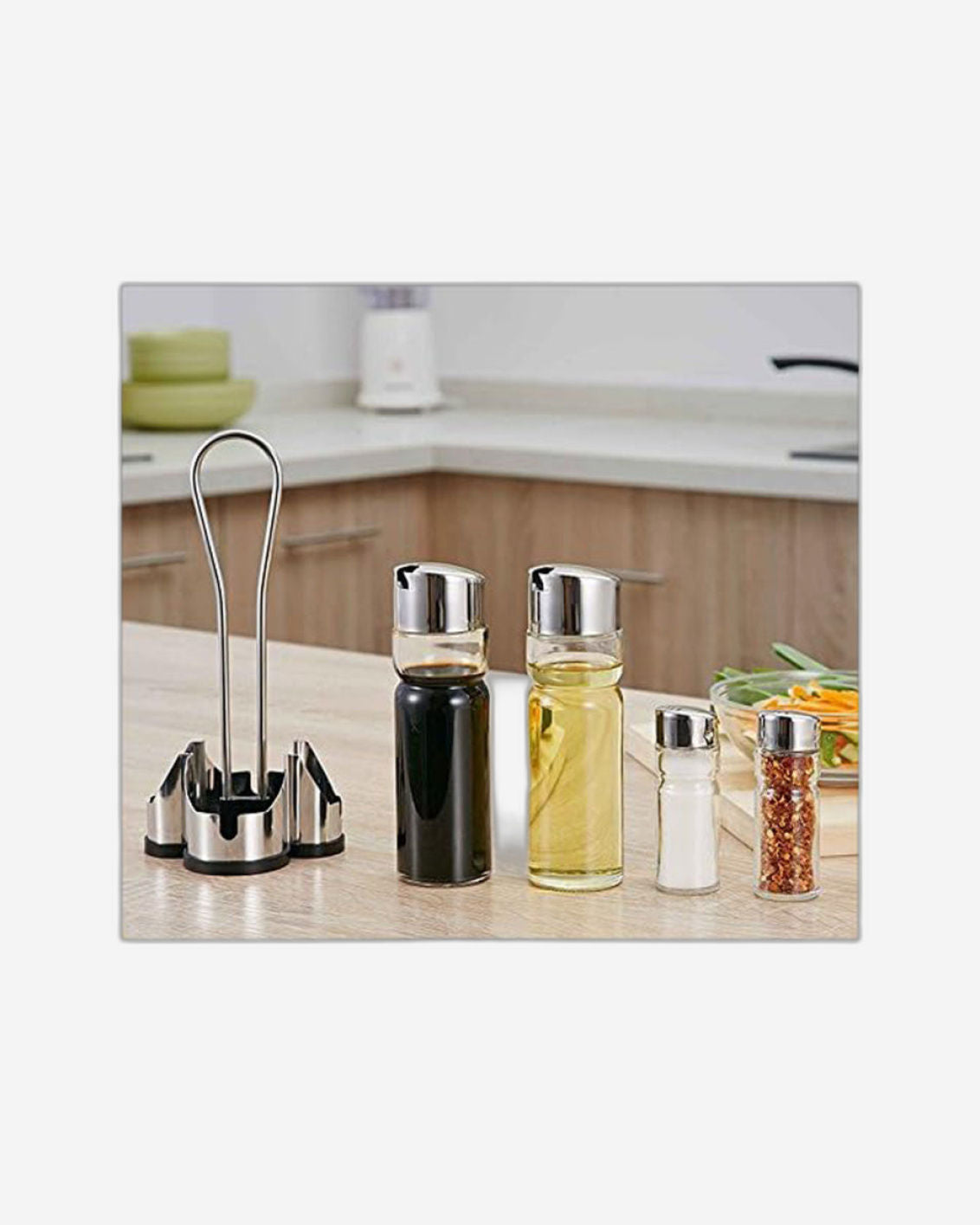 Cuisine Art Soda Lime Glass Condiment Set, 5 Pieces, Transparent