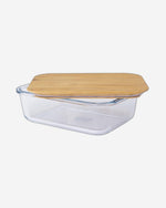 Cuisine Art Rectangular Glass Food Container with Bamboo Lid Clear 1500ml