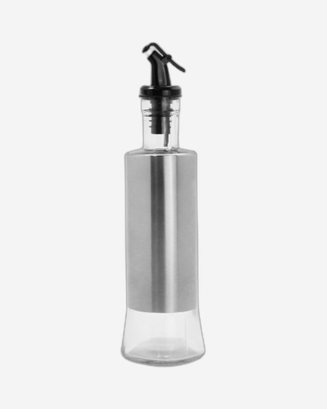Cuisine Art Soda Lime Glass Oil Bottle, 300ml, Silver & Transparent