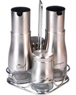 Cuisine Art Set of 4 Glass Spice Jars & Oil Bottle | Durable Glass Containers for Spices, Oils, Vinegars, and Condiments
