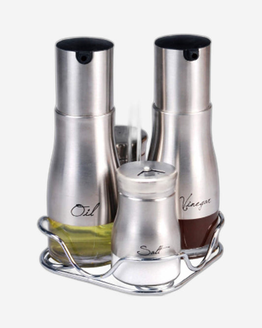 Cuisine Art Set of 4 Glass Spice Jars & Oil Bottle | Durable Glass Containers for Spices, Oils, Vinegars, and Condiments