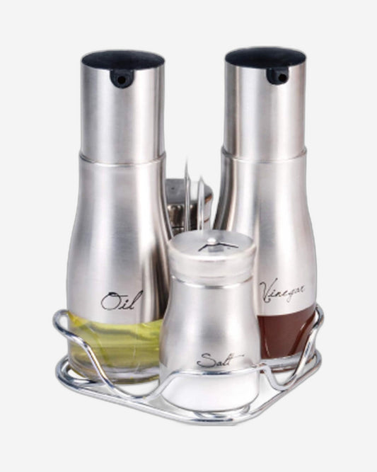 Cuisine Art Set of 4 Glass Spice Jars & Oil Bottle | Durable Glass Containers for Spices, Oils, Vinegars, and Condiments