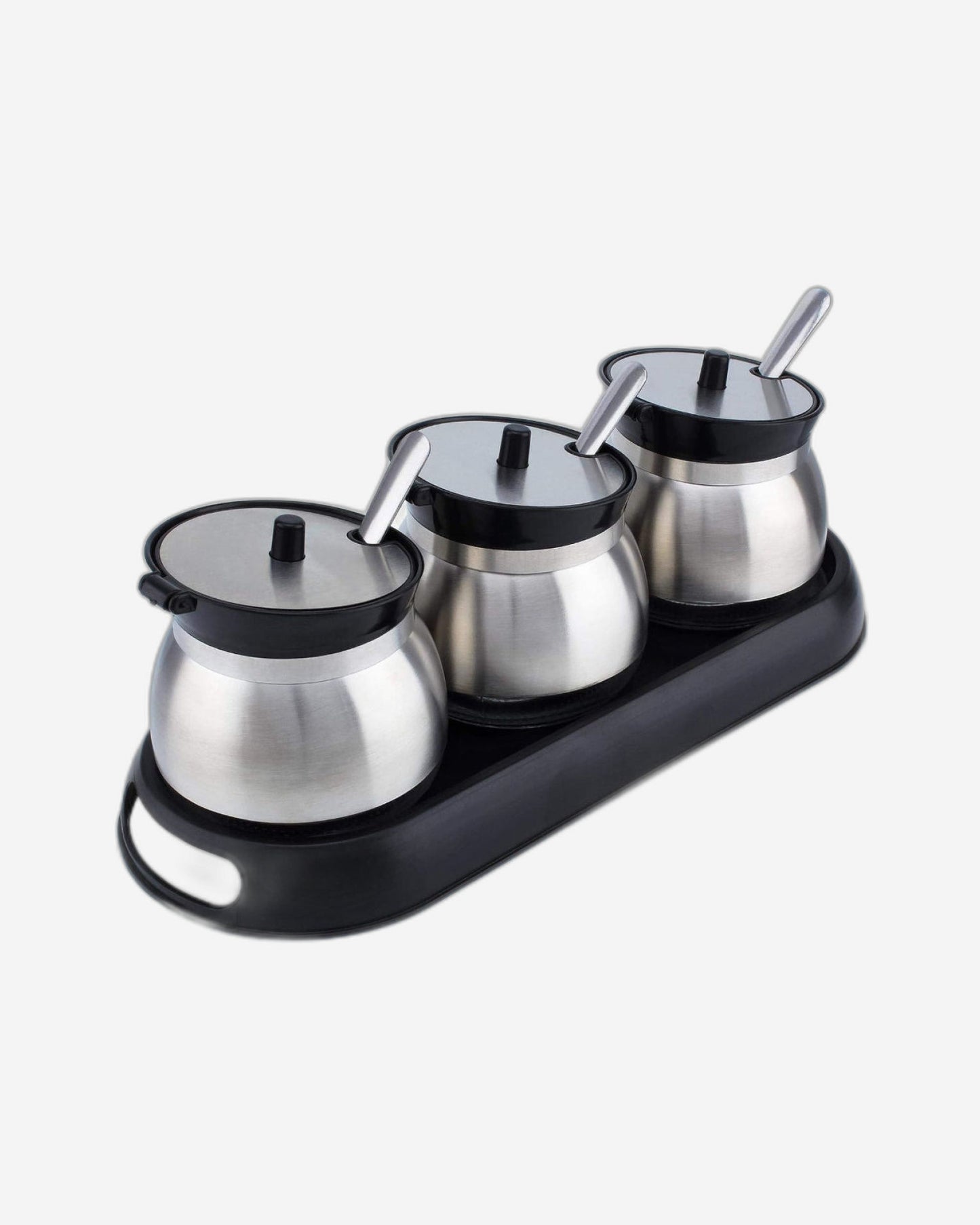 Cuisine Art Spice Jar Set 3Pc Black Stand