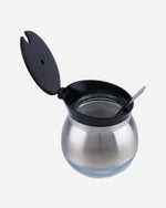 Cuisine Art Set of 3 Glass Spice Jar with Stainless Steel Shell and Spoon in Black Plastic Stand