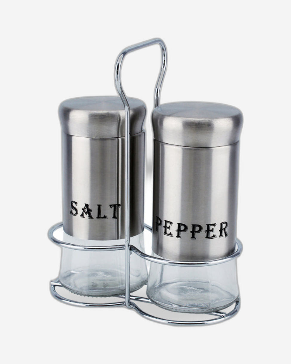 Cuisine Art Soda Lime Glass Salt & Pepper Set, 150ml, 2 Pieces, Silver