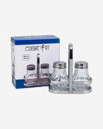 Cuisine Art Soda Lime Glass Salt Set with Stand, 50ml, 2 Pieces, Transparent