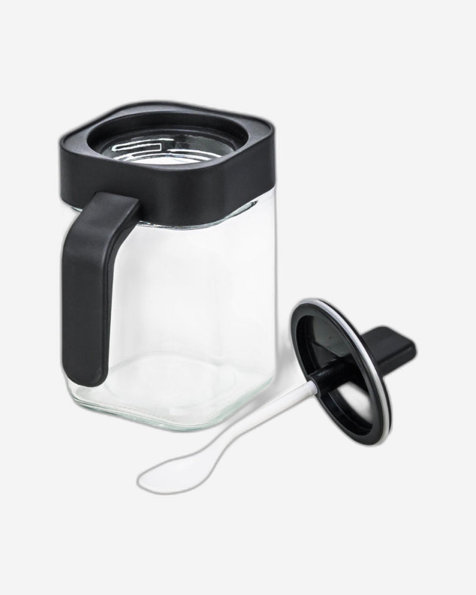 Cuisine Art Soda Lime Glass Spice Jar with Spoon, Transparent, 400ml