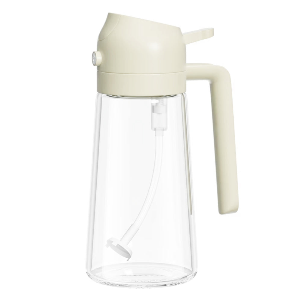 Cuisine Art Soda Lime Glass Oil Bottle with Spray & Pour, 420ml, Transparent