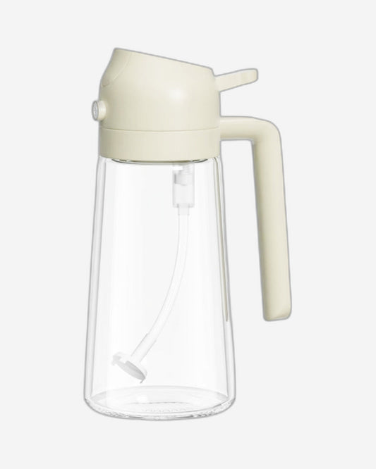 Cuisine Art Soda Lime Glass Oil Bottle with Spray & Pour, 420ml, Transparent