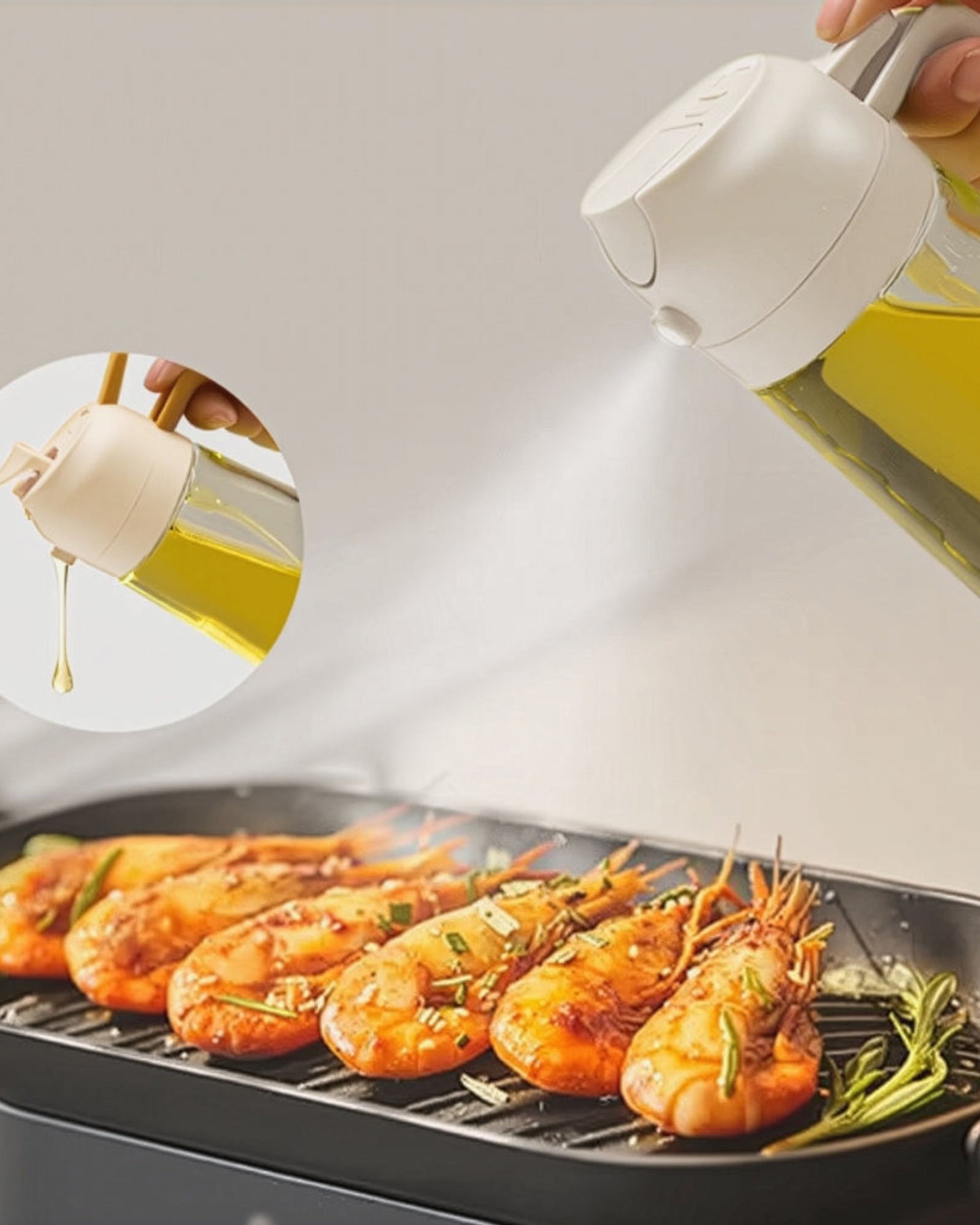 Cuisine Art Soda Lime Glass Oil Bottle with Spray & Pour, 420ml, Transparent