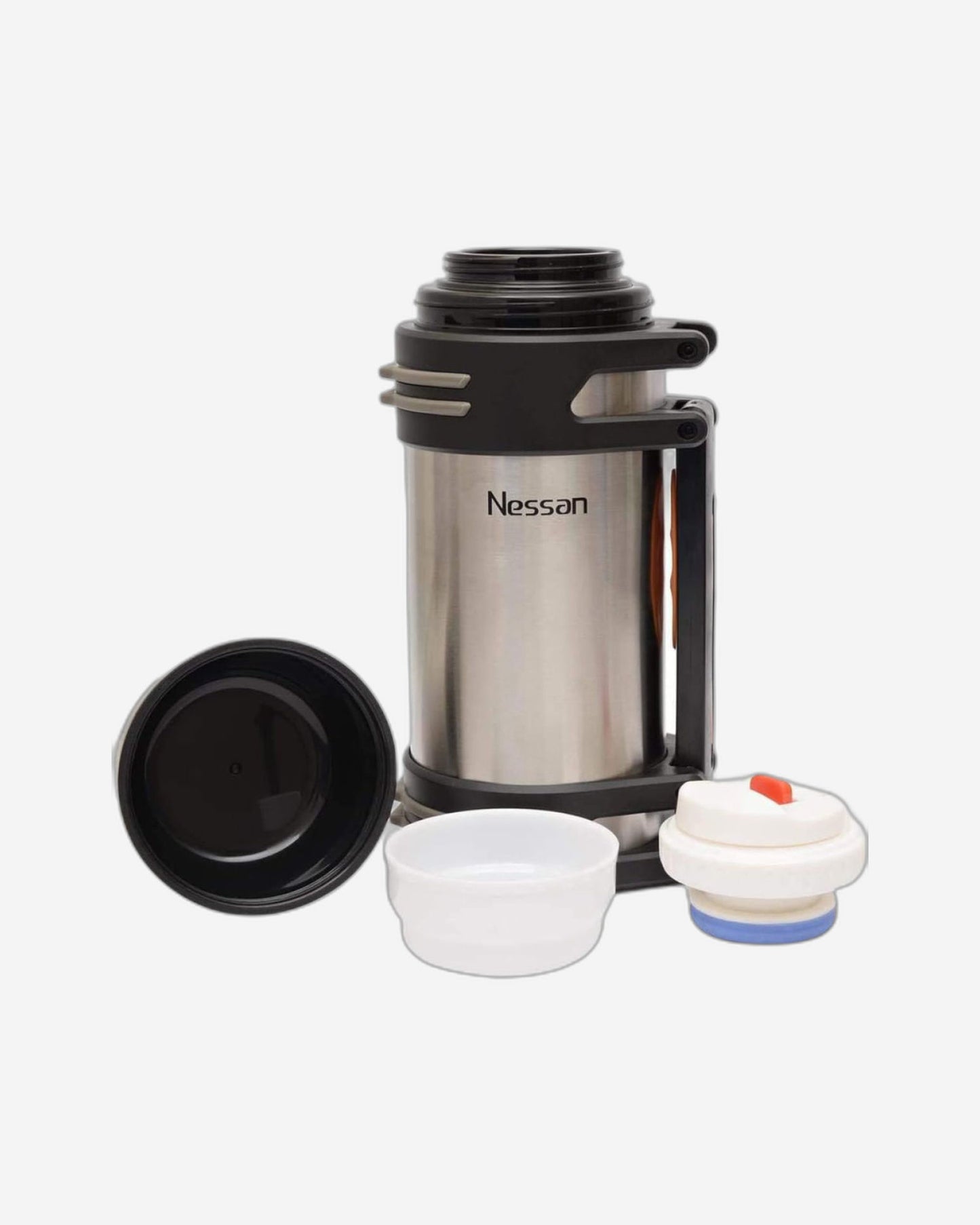 Nessan Stainless Steel Vacuum Flask - 1500ml | Large Capacity Double-Wall Insulated Flask for Hot & Cold Beverages | Durable Silver & Black