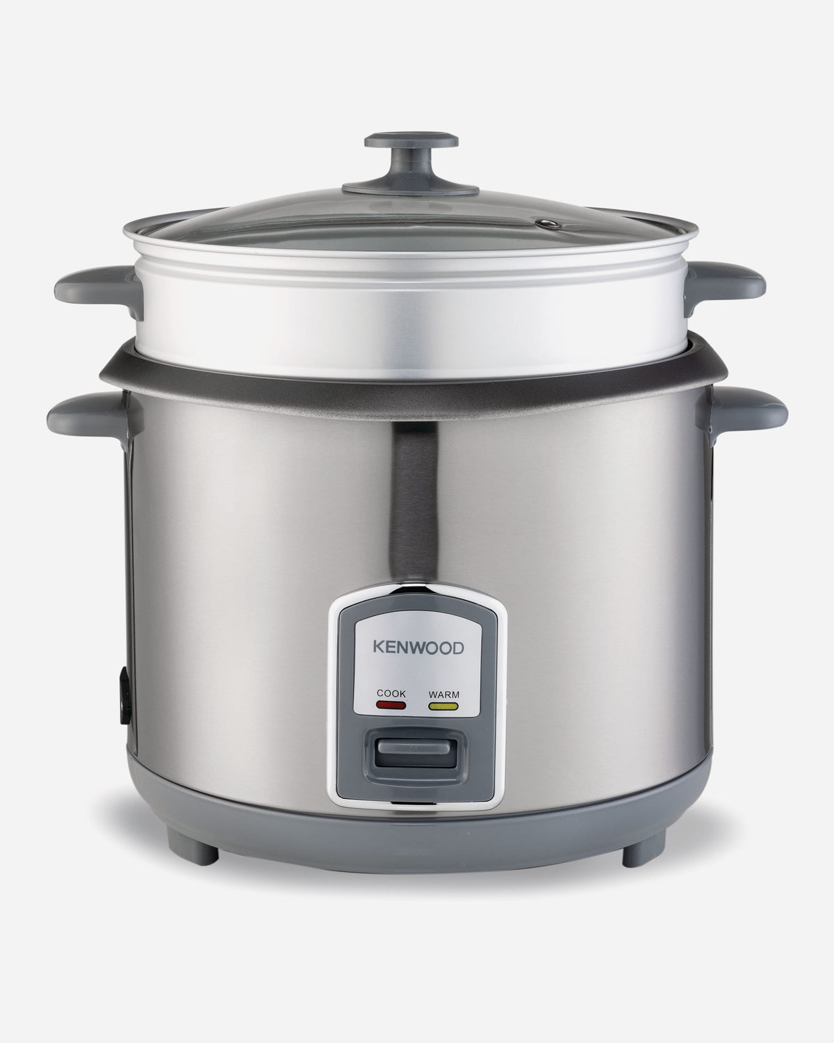 Kenwood 2-in-1 Rice Cooker 2.8L 16-Cup with Food Steamer Basket, Non-Stick Cooking Pot, RCM28.000SS, Silver (ESMA Certfied)