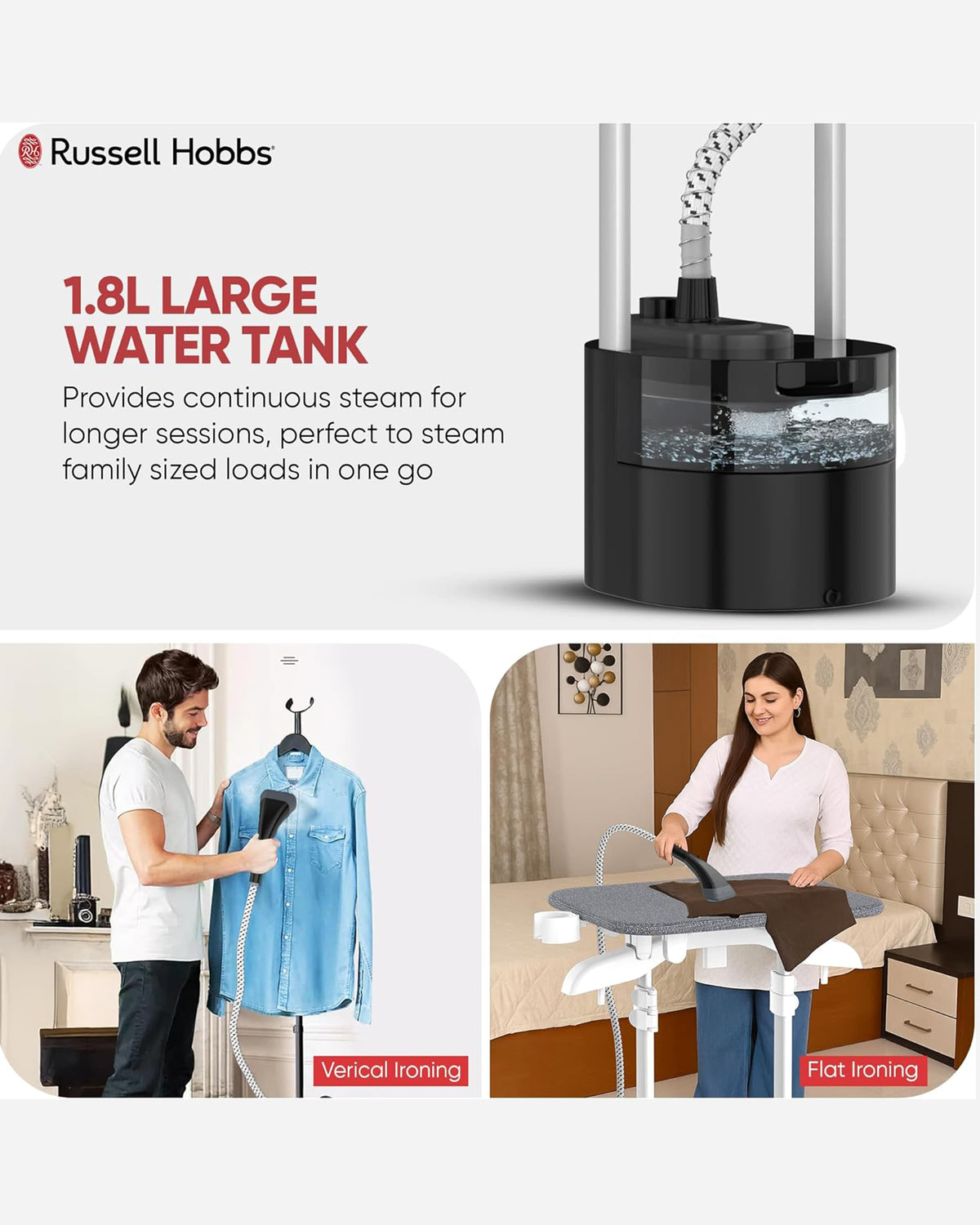 Russell Hobbs Easy Steam 2000W Garment Steamer Black & Grey- GS101