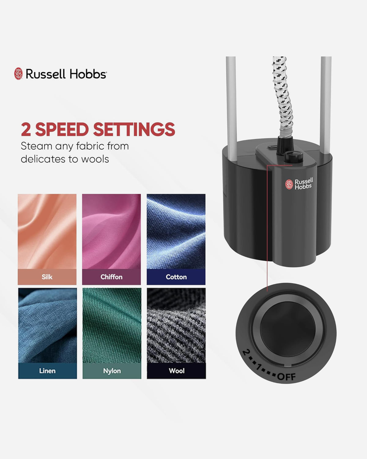 Russell Hobbs Easy Steam 2000W Garment Steamer Black & Grey- GS101
