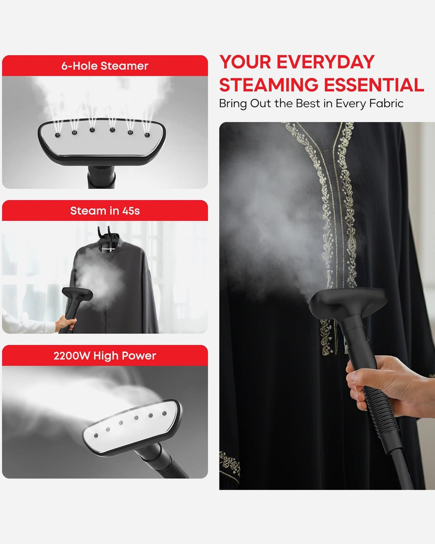 Russell Hobbs GS102 Aura Steam Garment Steamer 2200W  Black