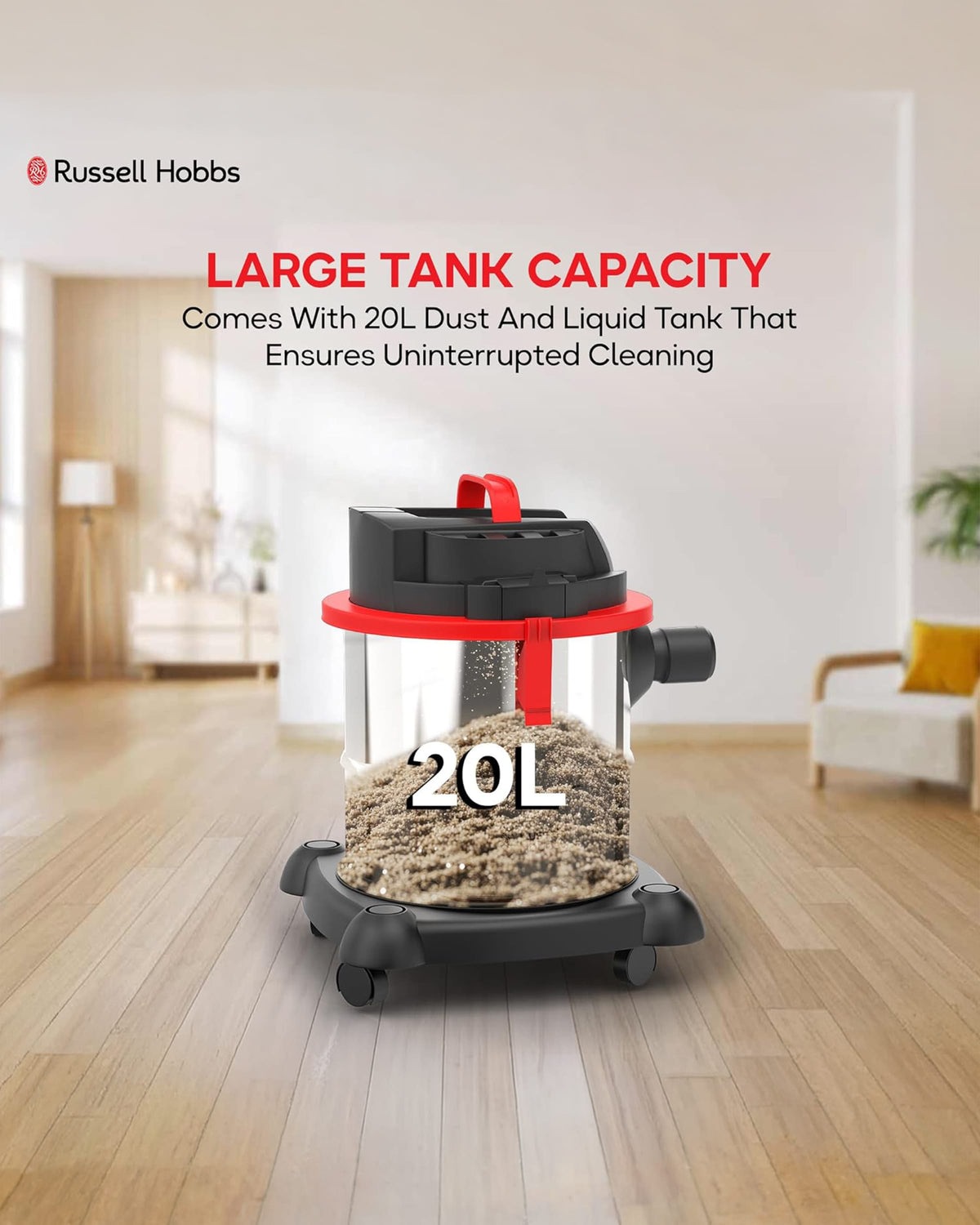 Russell Hobbs K411F Wet Dry Vacuum Cleaner 1200W, 20L