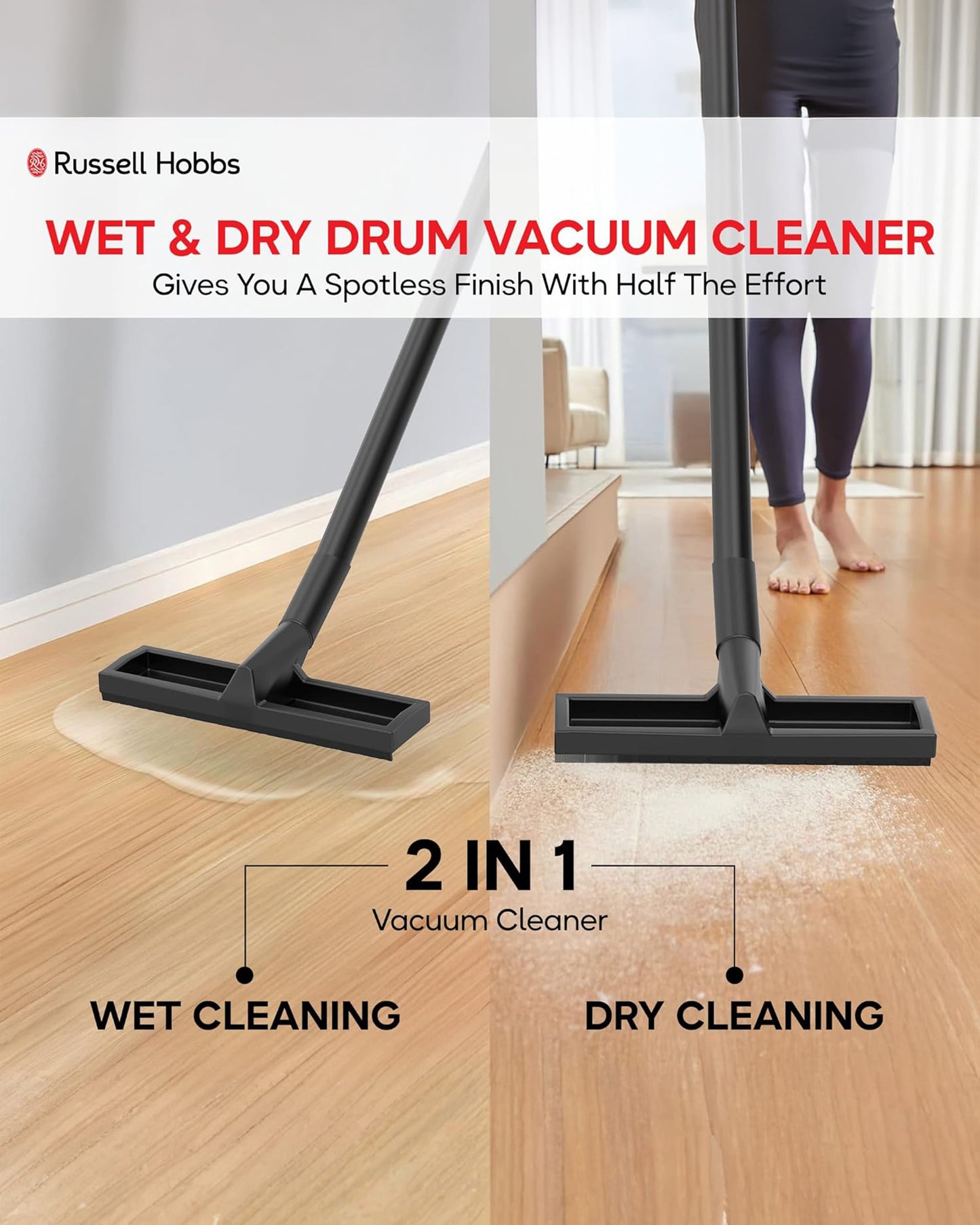 Russell Hobbs K411F Wet Dry Vacuum Cleaner 1200W, 20L