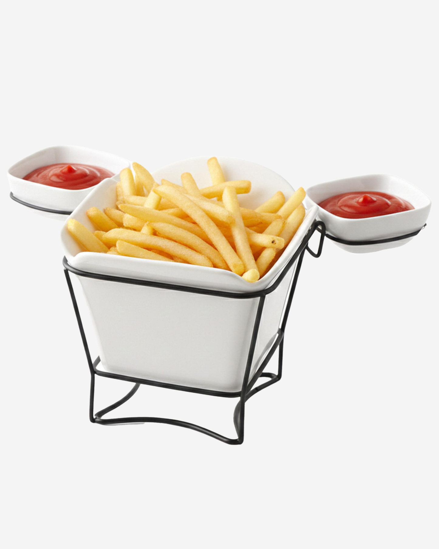 Shallow Porcelain Fries Holder with Stand