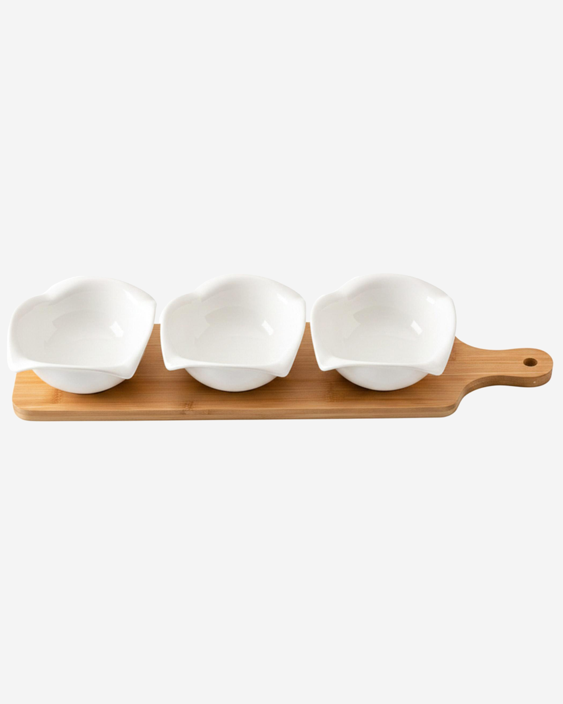 Shallow Luxury Bowl Set with Bamboo Stand
