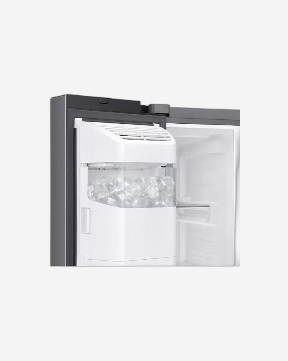 Samsung Bespoke AI 635L Side-by-Side Refrigerator, Black Finish, Water Dispenser, SpaceMax Design – RS70F64K1TAE (Milano Water Purifier Free)