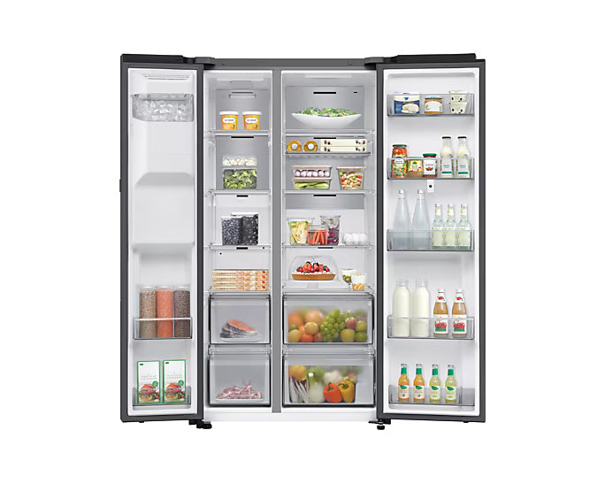 Samsung Bespoke AI 591L Side-by-Side Refrigerator with Family Hub Screen, SpaceMax Technology – RS90F66B1FAE (Milano Water Purifier Free)