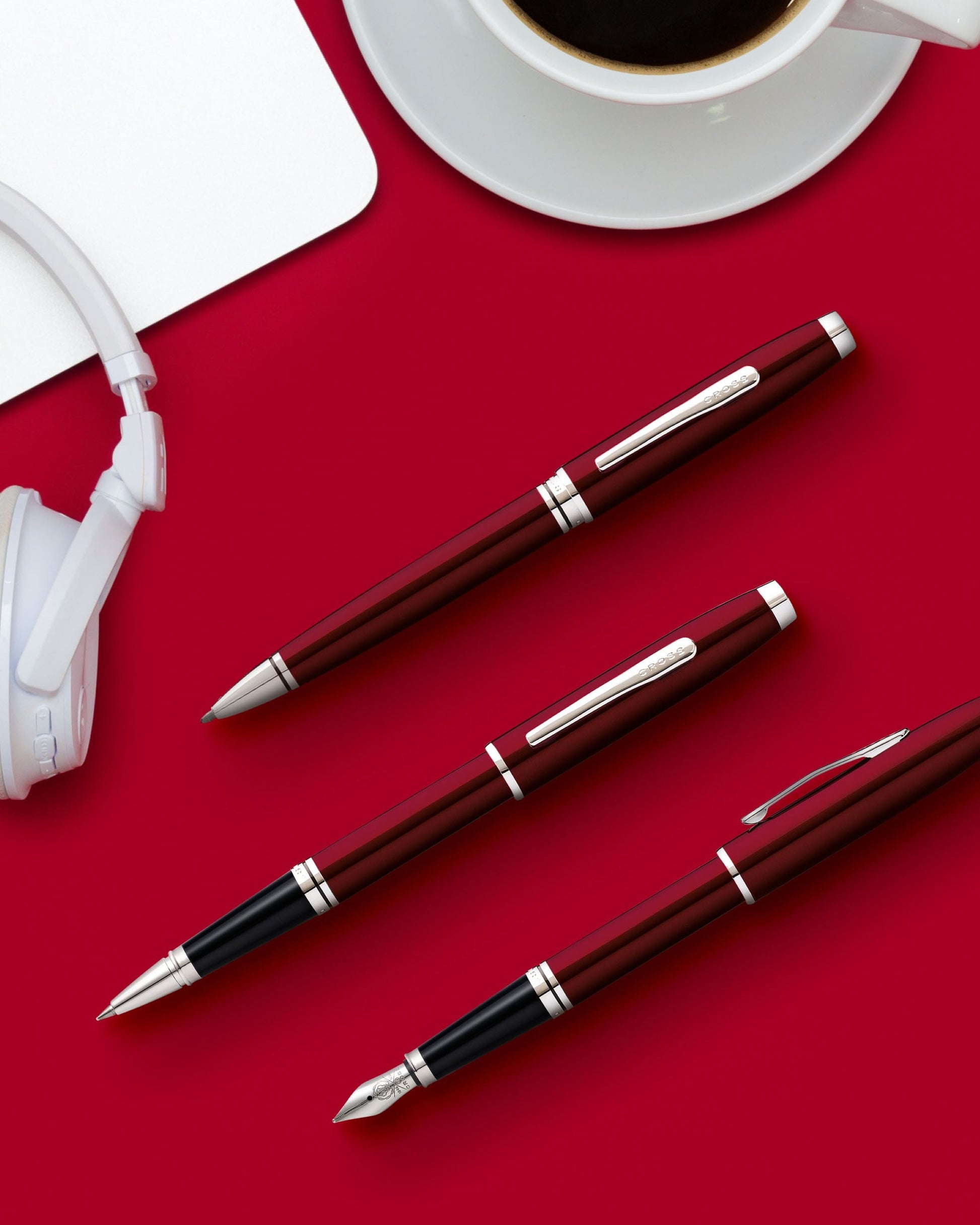 Cross Coventry Red Lacquer With Polished Chrome Appointments Ballpoint Pen