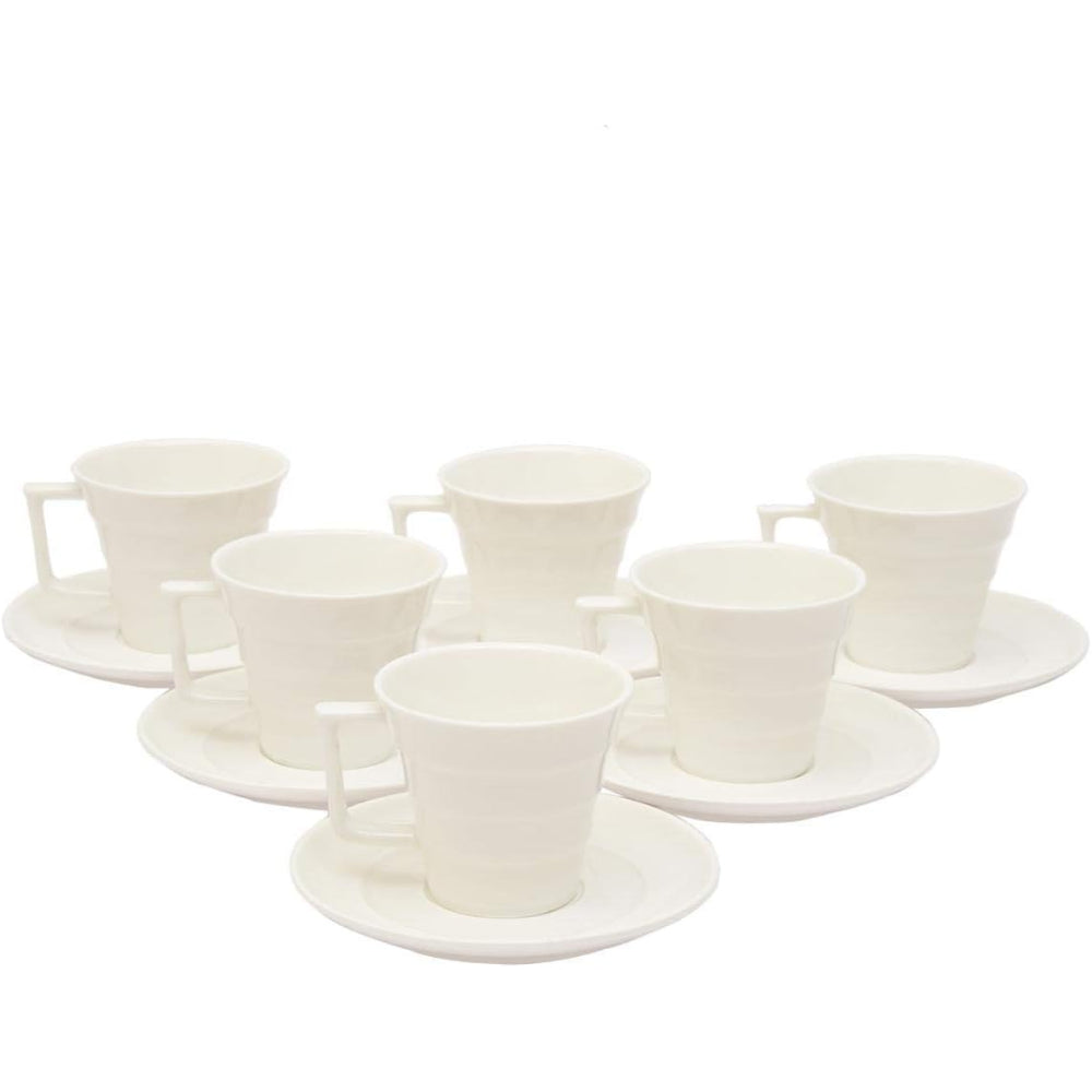 Shallow 12-Piece Tea Cup and Saucer Set, White, 200 ml, Bone China - Elegant and Durable Tea Set for Every Occasion
