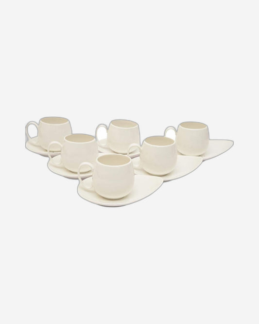Shallow Bone China Tea Cup and Saucer Set, White, 200 ml, 12 Pieces – Elegant Tea Cups with Saucers for Tea Parties and Daily Use