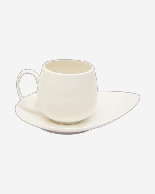 Shallow Bone China Tea Cup and Saucer Set, White, 200 ml, 12 Pieces – Elegant Tea Cups with Saucers for Tea Parties and Daily Use