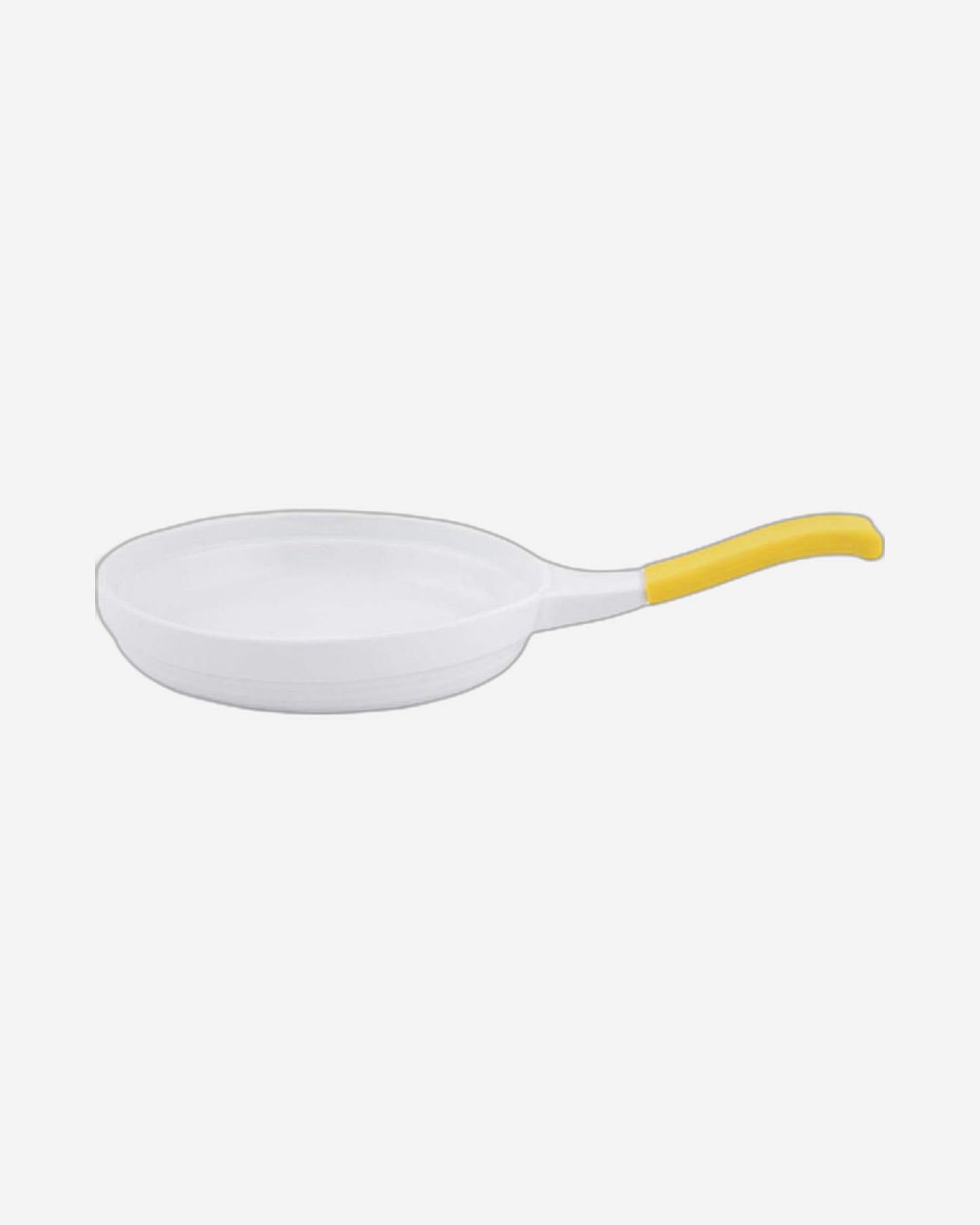 Shallow Ceramic White Fry Pan with Silicone Handle, White and Yellow – Non-Stick Cookware for Easy Cooking