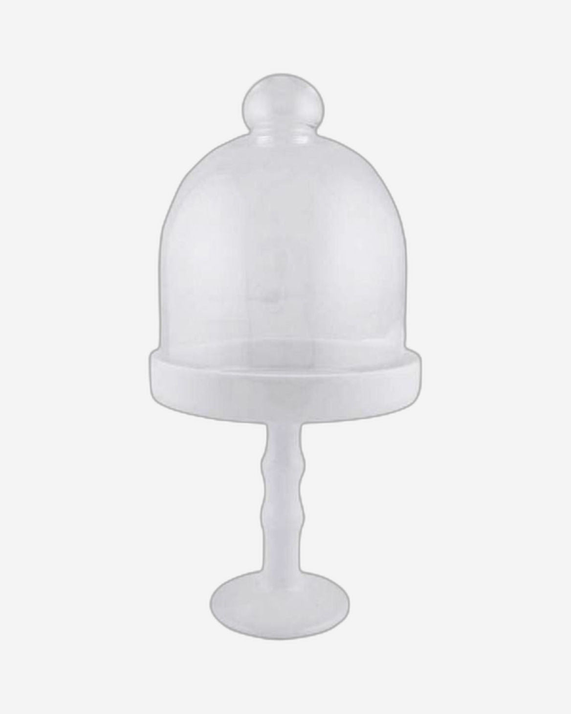 Shallow Ceramic White Cake Plate with Glass Lid – Elegant Cake Stand with Dome Cover