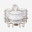 Shallow 15-Piece Porcelain Soup Set with Gold Stand – Elegant Dinnerware for Serving