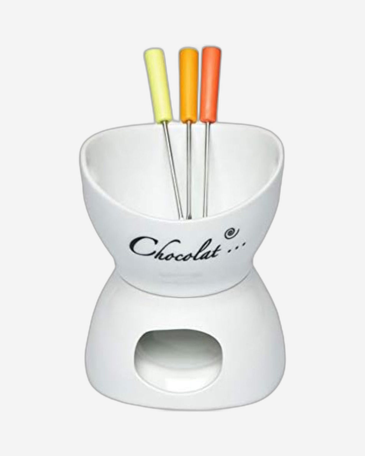 Shallow Porcelain Fondue Set, White – Elegant Serveware for Cheese, Chocolate, and More