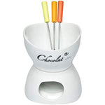 Shallow Porcelain Fondue Set, White – Elegant Serveware for Cheese, Chocolate, and More