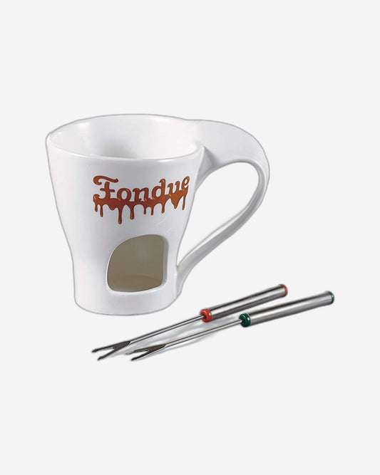 Shallow Porcelain Fondue Cup – Elegant and Compact White Porcelain Dip Warmer