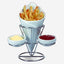 Shallow Porcelain French Fries Holder with 2 Dip Dishes – Elegant Serving Set