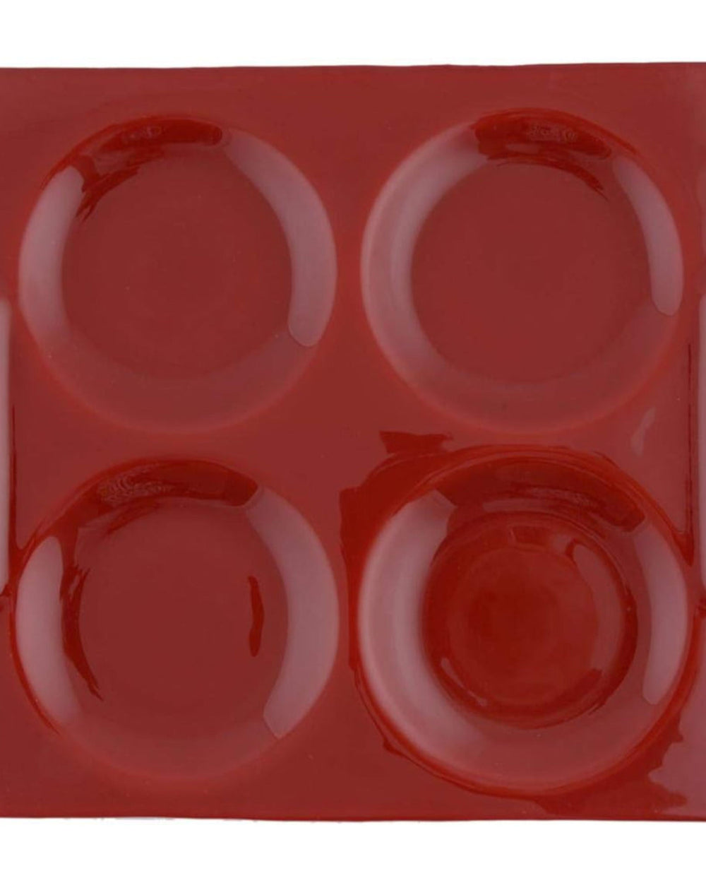 Shallow Porcelain 5-Piece Serving Set, White and Red – Elegant Tableware with 4 Cups and Red Tray